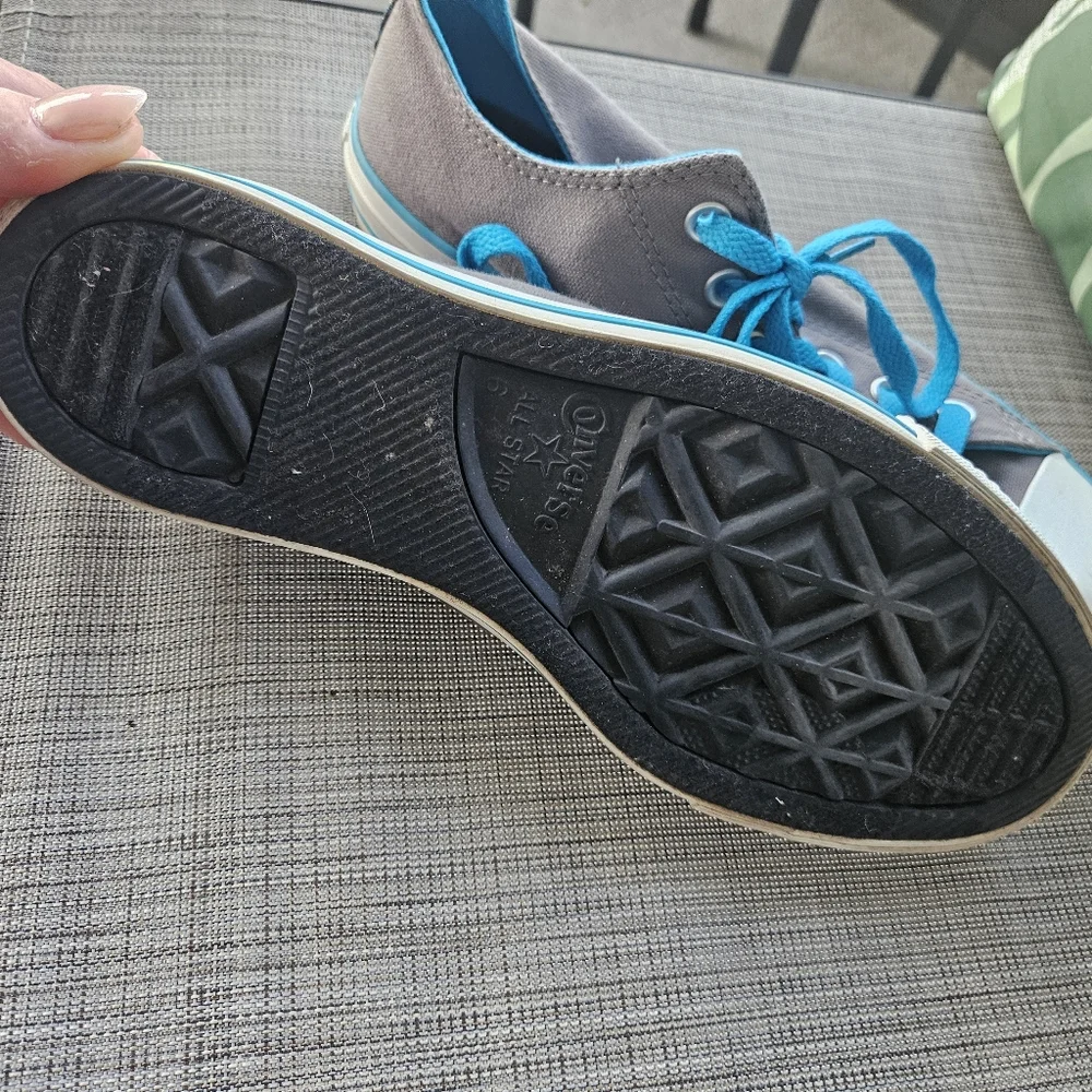 Converse Gray Sneakers with Blue Accents - Picture 2 of 5